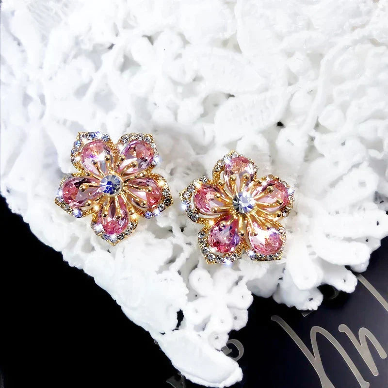 Boucles d'Oreilles Zircon Multicolore en Argent