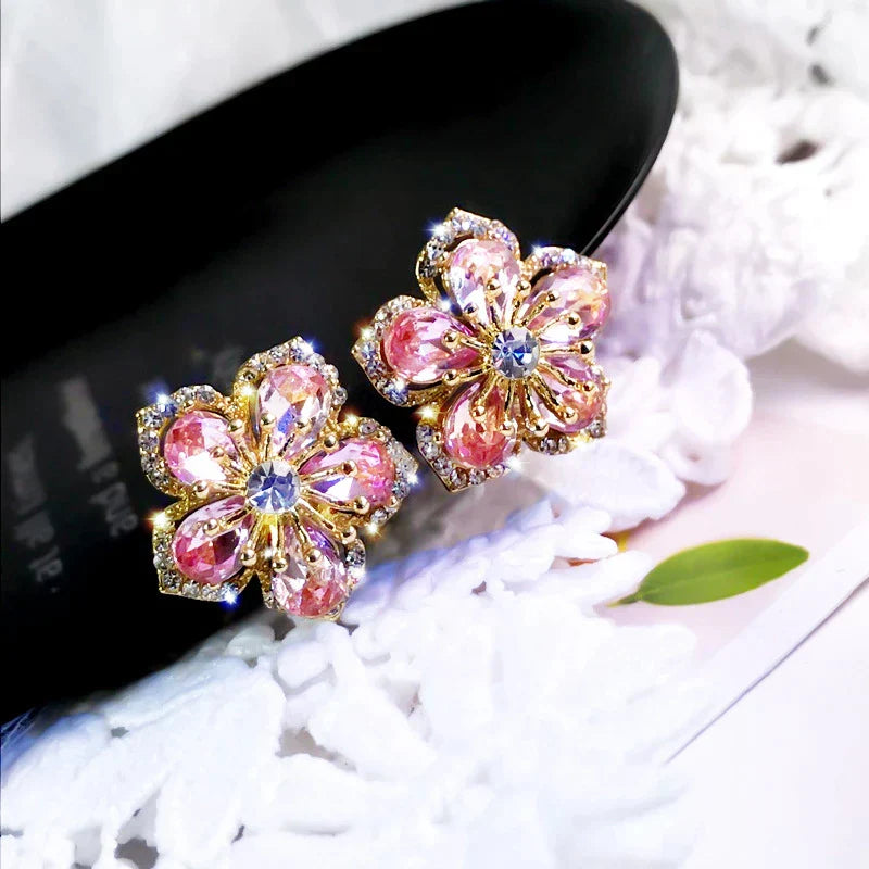 Boucles d'Oreilles Zircon Multicolore en Argent