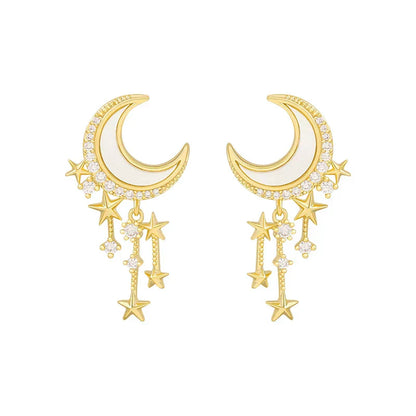 Boucles d'Oreilles de Luxe en Forme de Lune