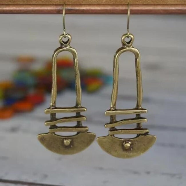 Boucles d'Oreilles Demi-Cercle Géométrique en Forme d'Escalier