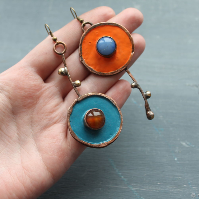 Boucles d'oreilles Rondes en Acrylique en Or