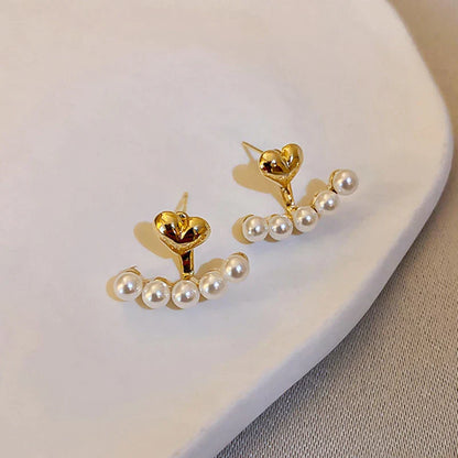 Boucles d'Oreilles Cœur d'Or avec Perles