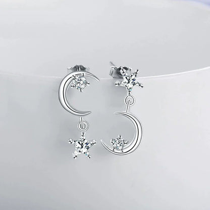Boucles d'Oreilles Demi-lune avec Zircon en Argent Sterling