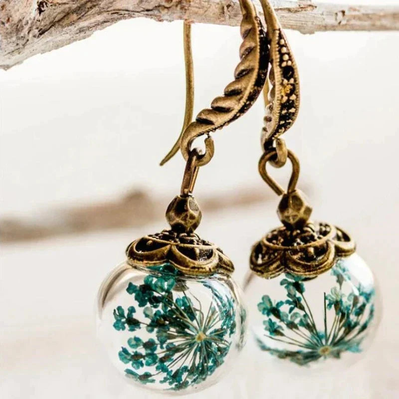 Boucles d'oreilles Vintage Floral en Or Antique