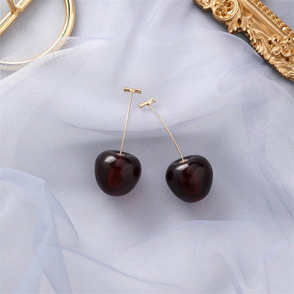 Boucles d'Oreilles de Luxe Cerise Rouge
