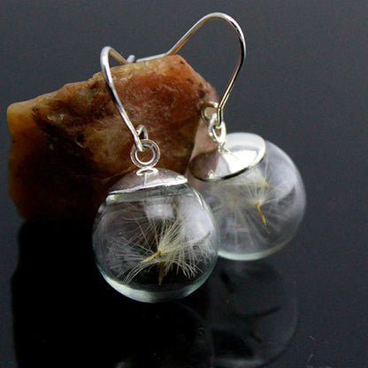 Boucle d'Oreille Pendentif Pissenlit en Argent 925