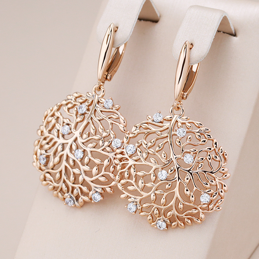 Boucles d'oreilles Elégant avec Branches Rondes et Zirconias