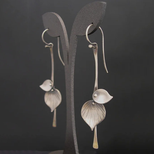 Boucles d'oreilles Feuilles en Argent Vintage