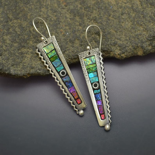 Boucles d'oreilles Vintage à Scie Multicolore