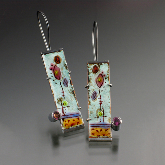 Boucles d'oreilles Vintage avec Email Antique