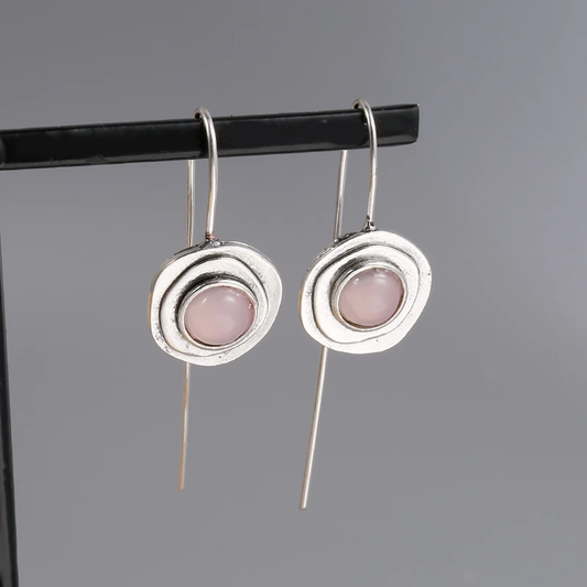 Boucles d'oreilles Boho avec Cristal Rose