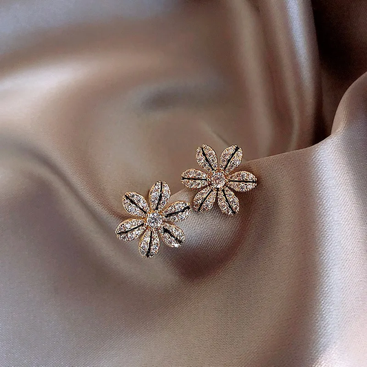 Boucles d'oreilles fleurs élégantes et brillantes