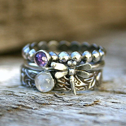 Bague Vintage Dragonfly Purple Zirconia