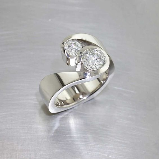 Bague ouverte Vintage Silver Zirconia