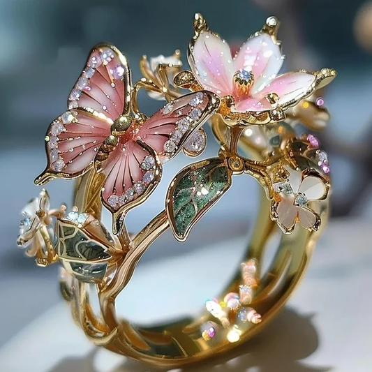 Vintage Golden Prifddinas anneau floral